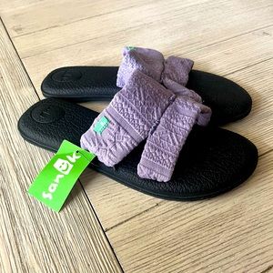 NWT Sanuk yoga mat Capri slides sandals purple 9